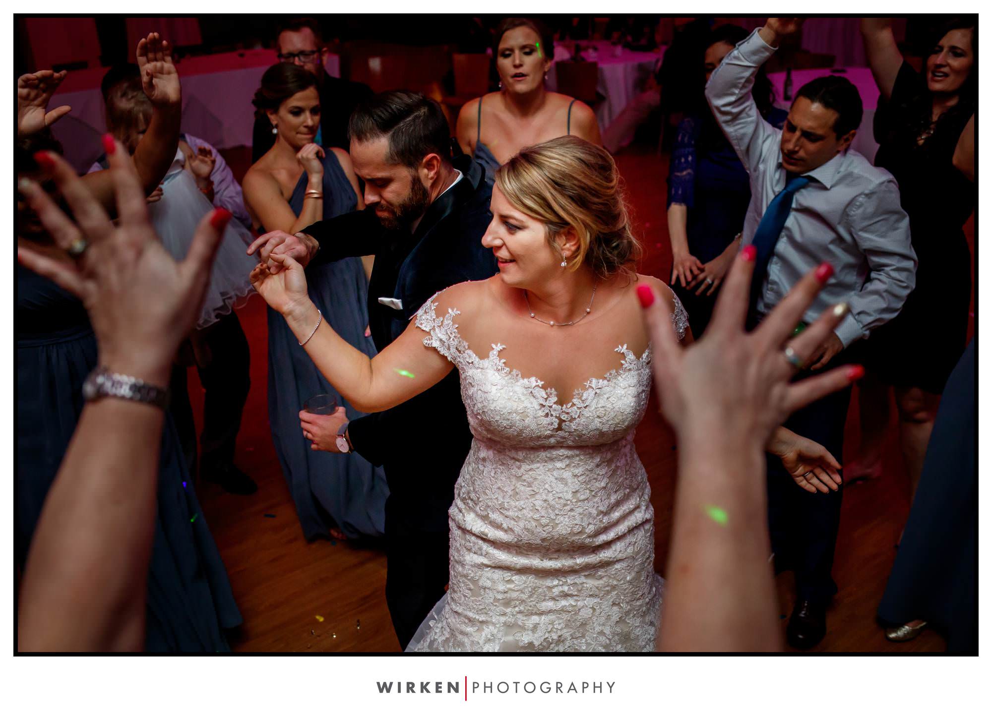 Leah and Ryan dance at their Gallery Center wedding reception.